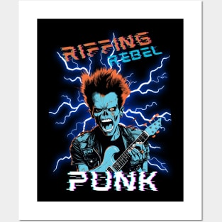 Skull Punk Riffing Rebel Posters and Art